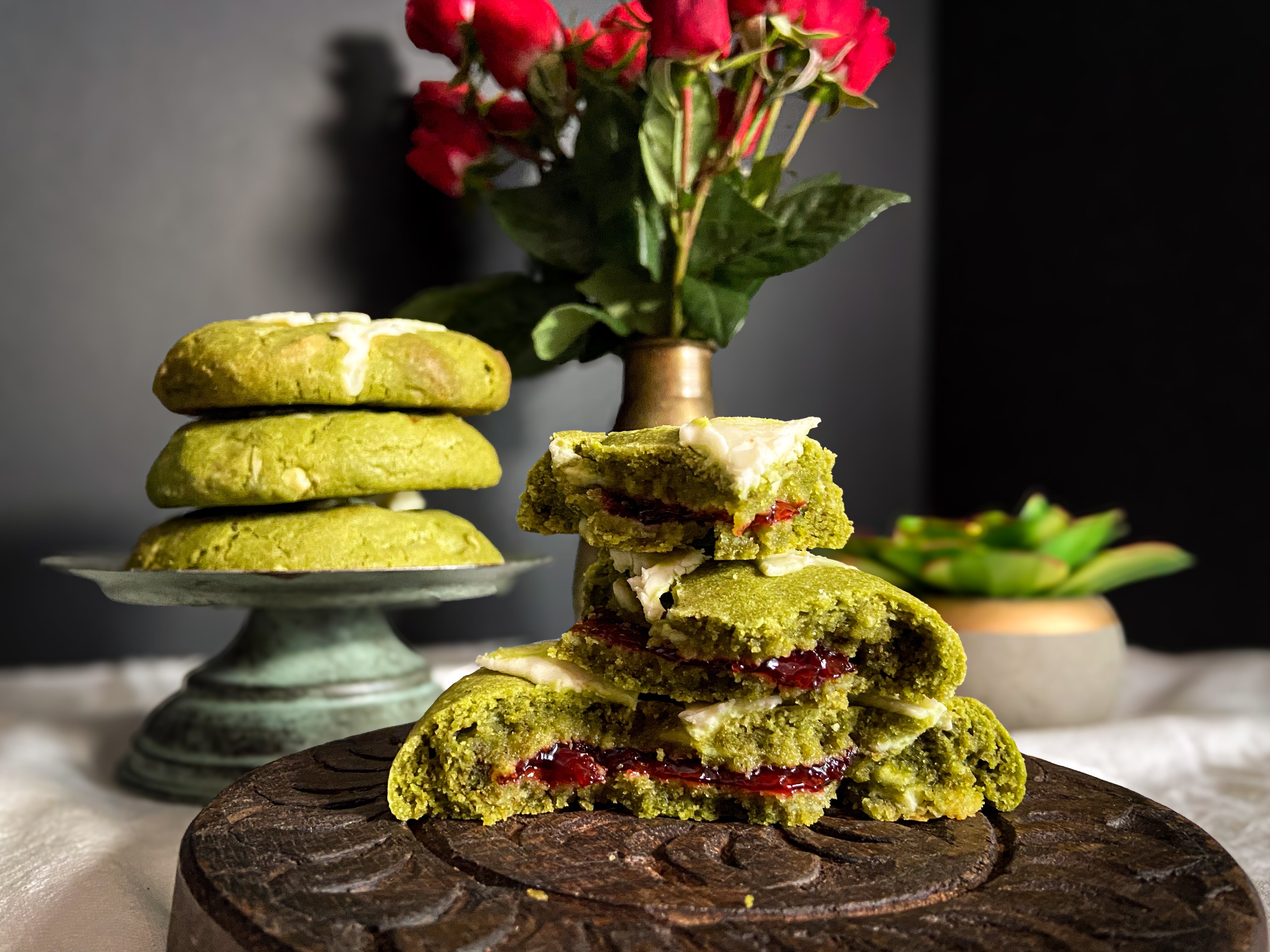 Cherry Matcha Cookies (Levain-Style Recipe) with White Chocolate